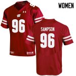Women's Wisconsin Badgers NCAA #96 Cormac Sampson Red Authentic Under Armour Stitched College Football Jersey LK31W77SR